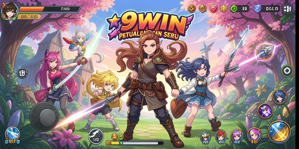 Screenshot gameplay 9WIN dengan efek visual anime yang menarik.