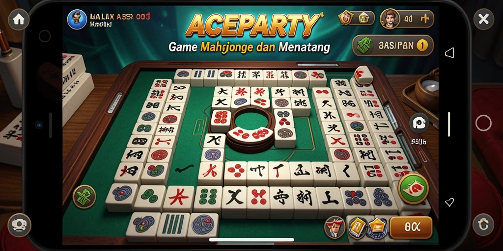 Screenshot gameplay ACEPARTY yang menampilkan pengalaman bermain Mahjong yang seru.