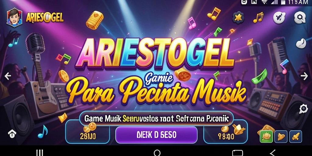 Tampilan gameplay ARIESTOGEL yang menarik dengan berbagai lagu.