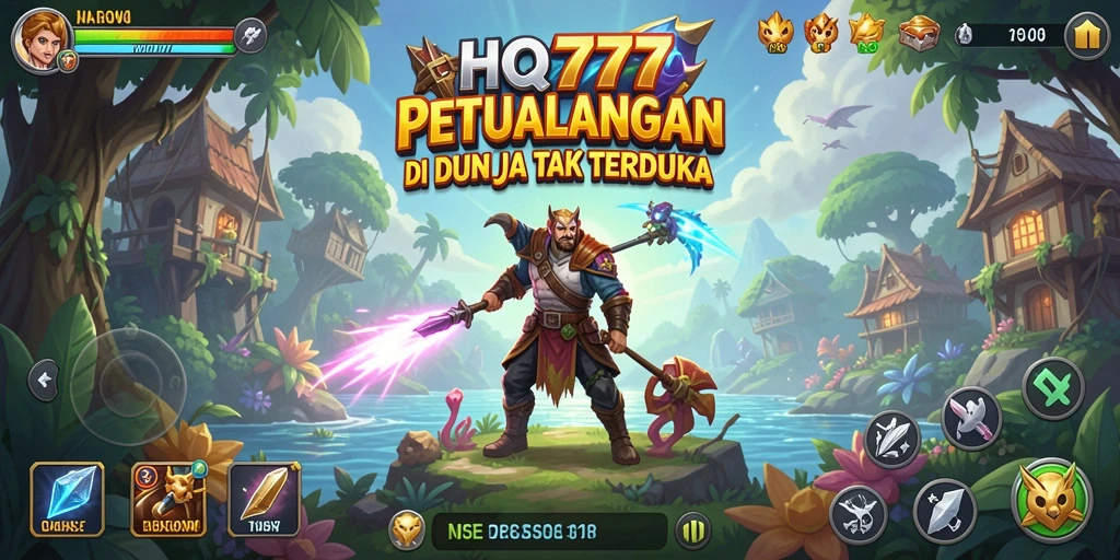 Screenshot HQ777 menampilkan pemain menjelajahi dunia petualangan yang menakjubkan.
