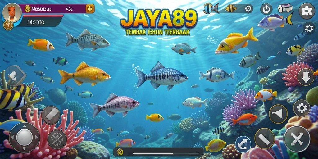 Gameplay seru JAYA89 menembak ikan yang berwarna-warni.