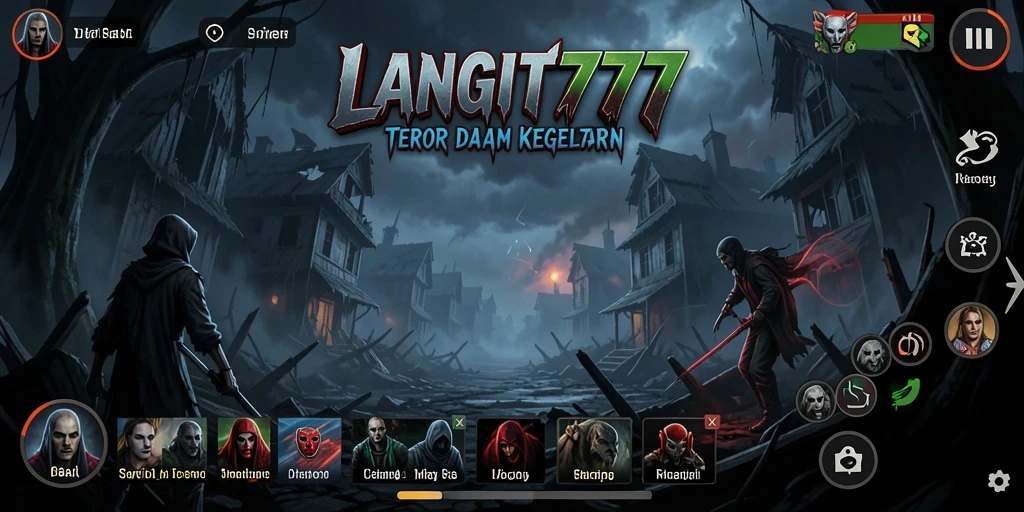 Screenshot menunjukkan suasana gelap dan menegangkan dalam LANGIT777.