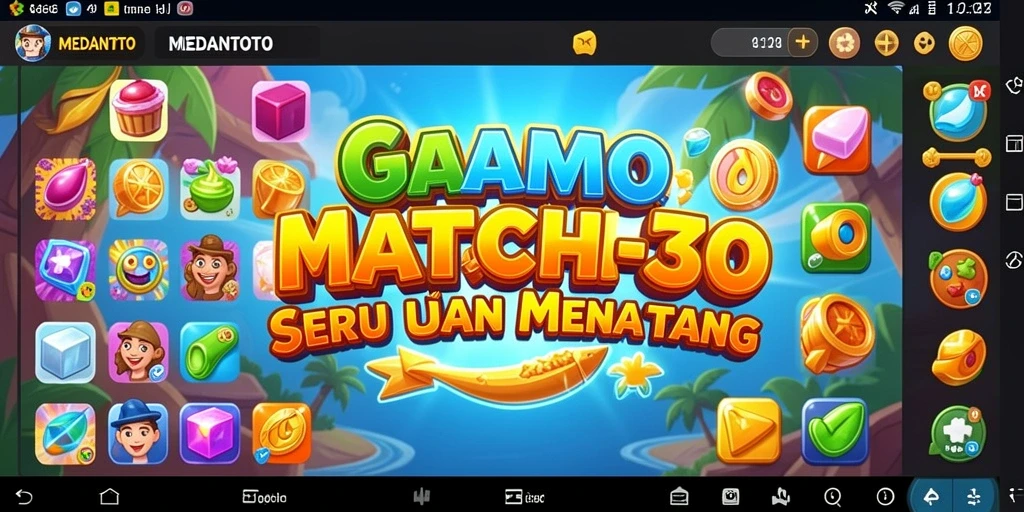 Tangkapan layar gameplay seru MEDANTOTO dengan tantangan Match-3.