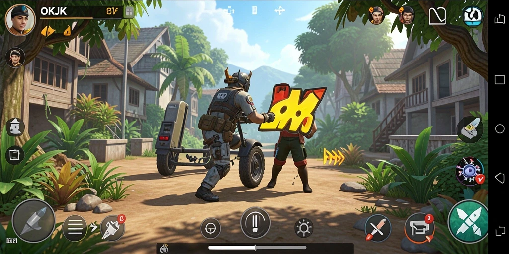 Screenshot gameplay OKJK menunjukkan karakter dalam aksi interaktif.