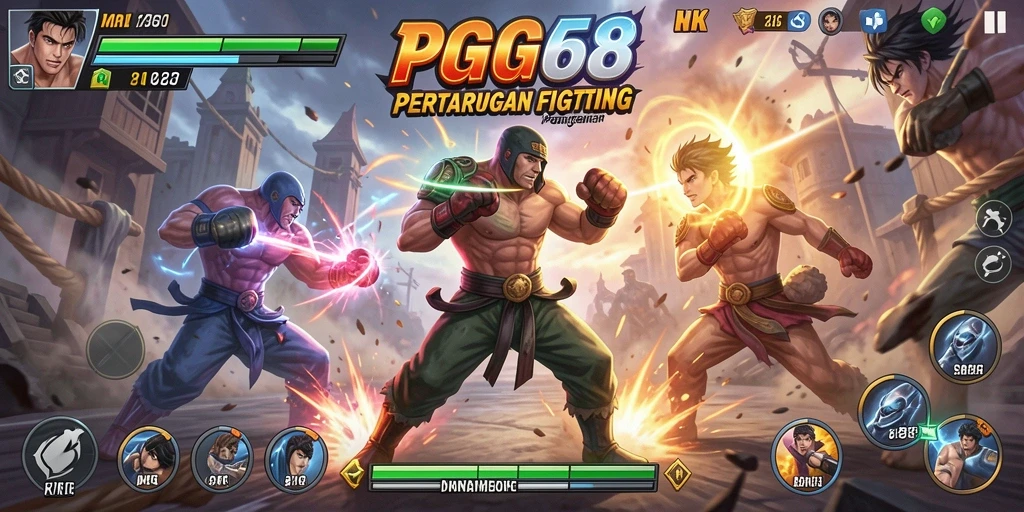 Tampilan pertarungan seru di PGG68 dengan karakter unik.