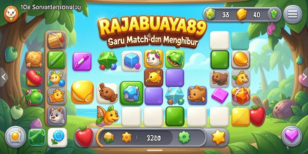 Tampilan gameplay seru dari RAJABUAYA89 dengan elemen Match-3.