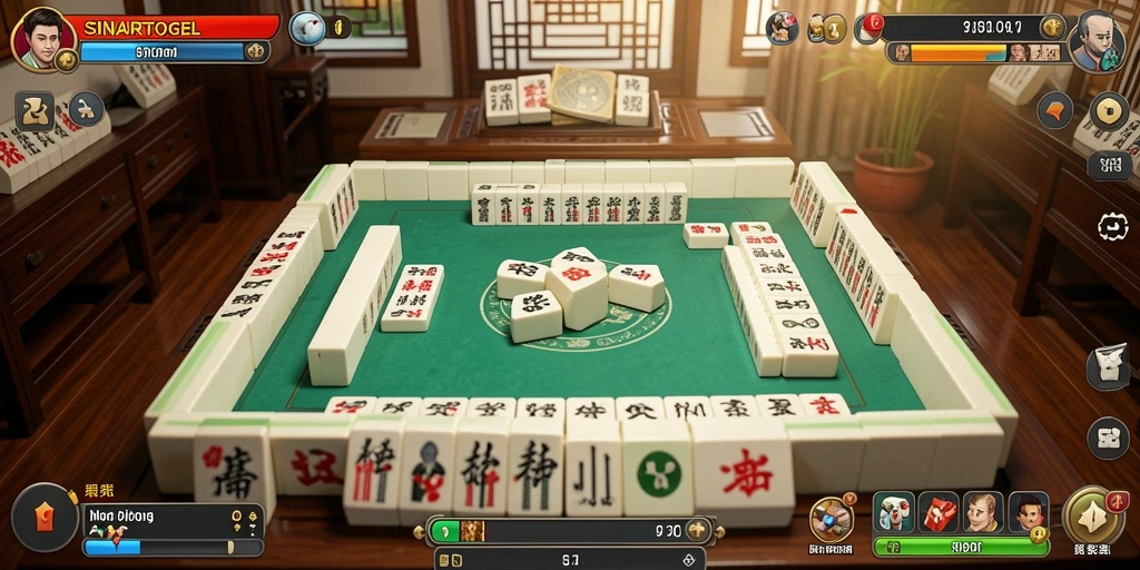 Tampilan gameplay SINARTOGEL dengan ubin Mahjong yang berwarna-warni.
