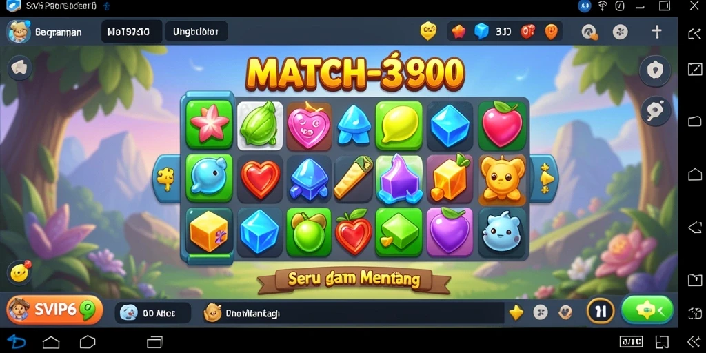 Screenshot SVIP6 menunjukkan gameplay Match-3 yang menawan.