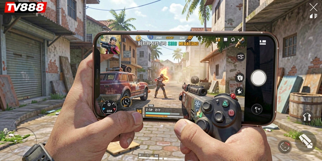 Screenshot gameplay <strong>TV888</strong> dengan aksi tembak-menembak yang mendebarkan.