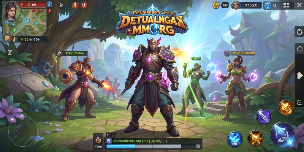 Screenshot gameplay X168 menampilkan petualangan seru sejati di dunia MMORPG.