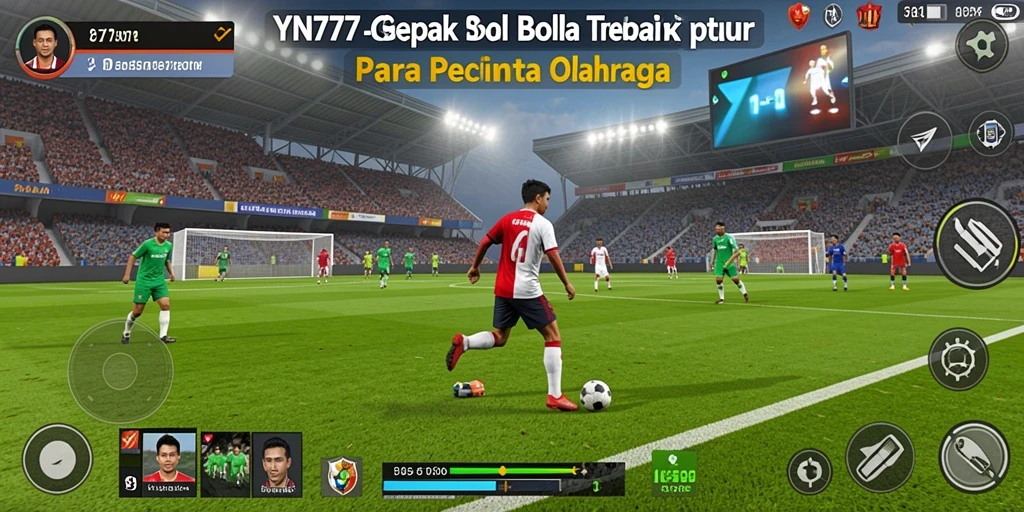 Tangkapan layar permainan YN777 menampilkan aksi mendebarkan di lapangan sepak bola.